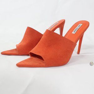 CAPE ROBBIN WOMEN'S ORANGE HIGH HEEL SUEDE MULE SW